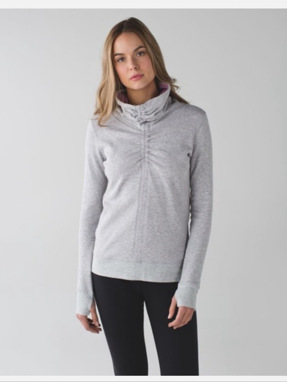 lululemon In A Cinch Reversible Pullover Women's 2 Heathered Light Grey